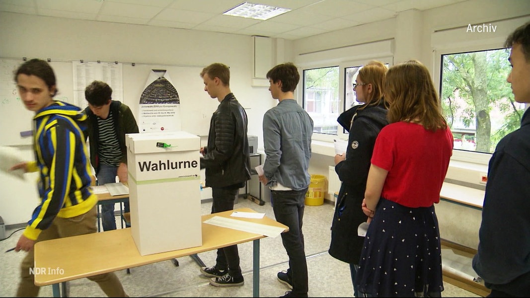 Junge Menschen stehen in einer Schlange, um Stimmzettel in eine Urne zu werfen (Archivbild).