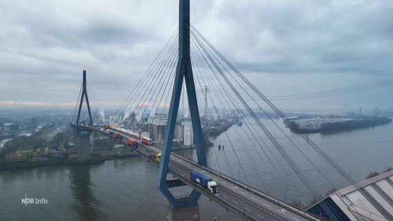 Pkw fahren auf der Köhlbrandbrücke. © Screenshot 