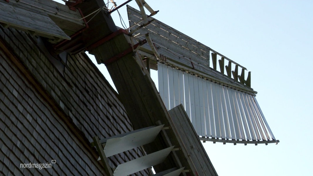 Nahaufnahme der Flügel der Storkower Bockwindmühle.