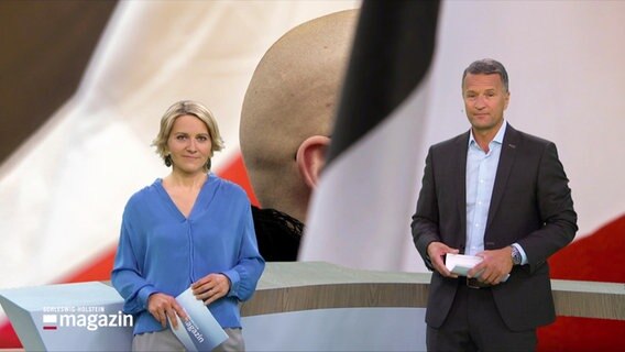 Marie-Luise Bram und Gerrit Derkowski moderieren das Schleswig-Holstein Magazin um 19:30 Uhr. © Screenshot 
