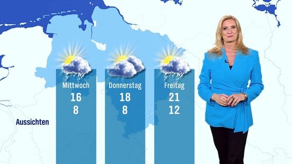Claudia Kleinert mit der Wettervorhersage für die kommenden Tage. © Screenshot 