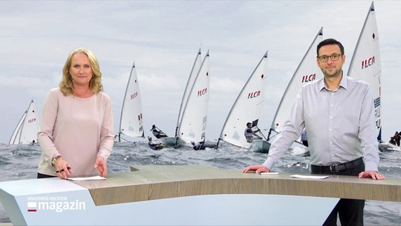 Harriet Heise und Crhistopher Scheffelmeier moderieren das Schleswig-Holstein Magazin am 23.056.2024. © Screenshot 