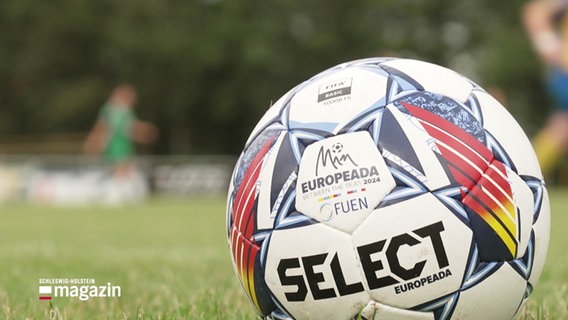 Ein Fußball mit der Aufschrift EUROPEADA auf einem Spielfeld. © Screenshot 