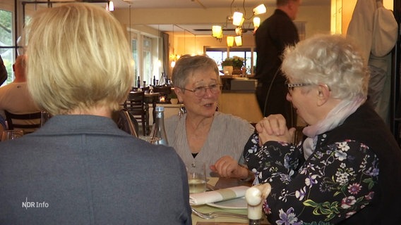 Drei Frauen beim gemeinsamen Dinner im Restaurant. © Screenshot 