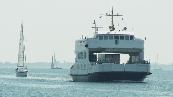 Eine Fähre auf dem Weg von Schaprode nach Hiddensee. © Screenshot 