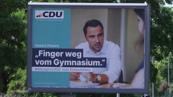 Ein Plakat der CDU auf dem "Finger weg vom Gymnasium" steht. © Screenshot 