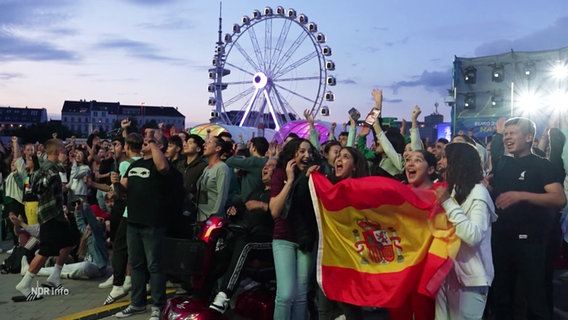 Spanien-Fans beim Torjubel auf dem Heiligengeistfeld. © Screenshot 