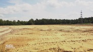 Ein mit Sand bedecktes Feld, die zukünftige Baustelle des Wasserstoff-Werkes. © Screenshot 