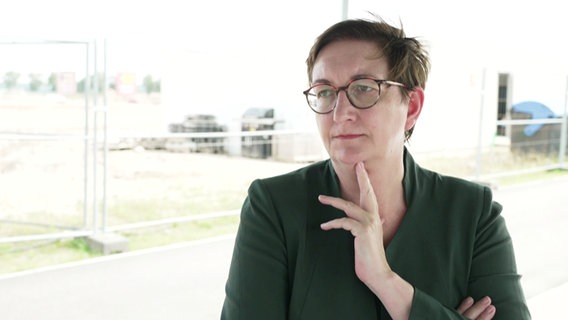 Bundesbauministerin Klara Geywitz in Pasewalk. Ein wichtiges Thema: Die Förderung von bezahlbarem Wohnraum. © Screenshot 