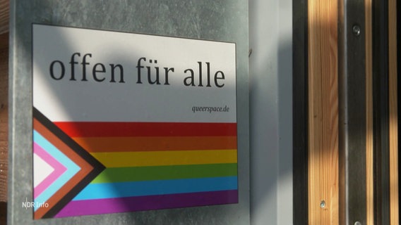 Ein Schild am Eingang eines Jugendtreffs zeigt, dass der Ort für alle Menschen - unabhängig der sexuellen Orientierung - offen steht. © Screenshot 