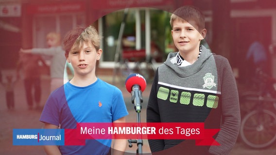 Keke und Benno aus Niendorf küren ihre "Hamburger des Tages". © Screenshot 