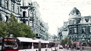 Ein altes Postkartenmotiv von Braunschweig, vermischt mit heutigen Aufnahmen der Stadt. © Screenshot 