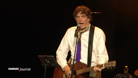 Frank Spilker steht mit Gitarre auf der Bühne und singt in ein Mikrofon. © Screenshot 