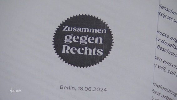 Briefkopf mit einem Logo mit der Aufschrift: "Zusammen gegen Rechts". © Screenshot 