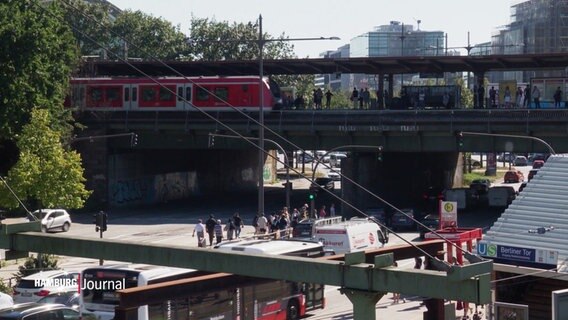 Eine S-Bahn an der Haltestelle Berliner Tor in Hamburg. © Screenshot 