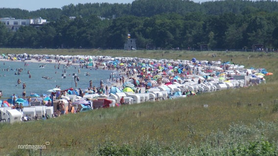 Der von Menschen überfüllte Strand in Boltenhagen. © Screenshot 