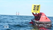 Eine Person in einem Schlauchboot hält ein Schild mit der Aufschrift: "No new gas!". © Screenshot 