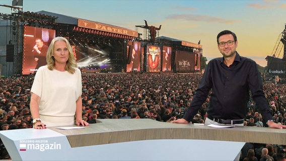 Harriet Heise und Christopher Scheffelmeier im Studio des Schleswig-Holstein Magazins. © Screenshot 