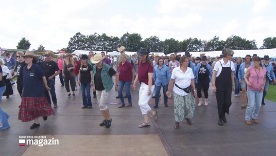 Eine Gruppe Line-Dancer beim Tanz. © Screenshot 