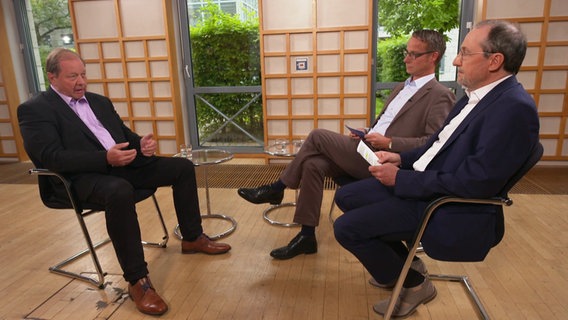 AfD-Fraktionschef Dirk Nockemann (l.) im Sommerinterview mit Jan Frenzel und Reinhard Postelt von NDR Hamburg. © Screenshot 