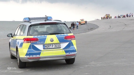 Ein Polizeiauto auf einer Dühne. © Screenshot 