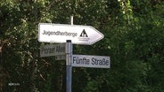 Ein Straßenschild mit Wegweiser zur Jugendherberge. © Screenshot 