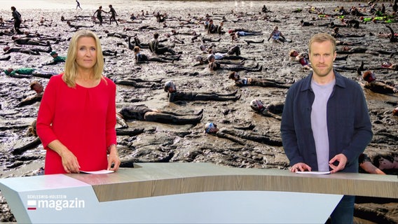 Gabi Lüeße und Henrik Hanses moderieren das Schleswig-Holstein Magazin. © Screenshot 