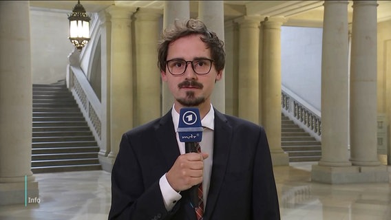 NDR-Reporter Philip Raillon ist aus Leipzig zugeschaltet. © Screenshot 