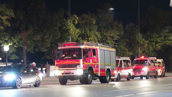 Einsatzkräfte sind am Jungfernstieg, bei einem Gruppen-Streit wurden zwei Männer verletzt. © Screenshot 