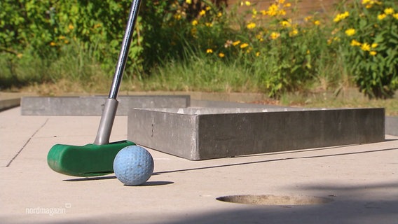 Ein Minigolfschläger nebst Ball. © Screenshot 