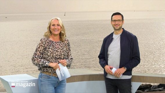 Harriet Heise und Christopher Scheffelmeier moderieren das Schleswig-Holstein Magazin. © Screenshot 