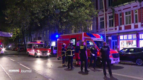 Einsatzkräfte von Polizei und Feuerwehr im Schanzenviertel. © Screenshot 