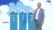 Ein Moderator steht vor einer Wettergrafik © Screenshot 