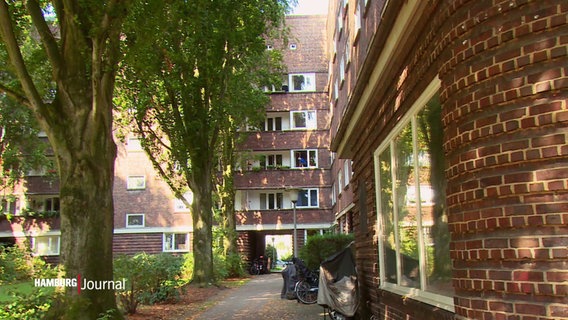 Die Rotklinkerbauten am Habichtsplatz in Barmbek-Nord © Screenshot 