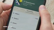 Ein Smartphone mit geöffneter Tennis-App. © Screenshot 