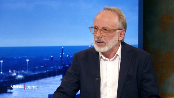 Oliver Schröm, Journalist, im Gespräch im Studio. © Screenshot 