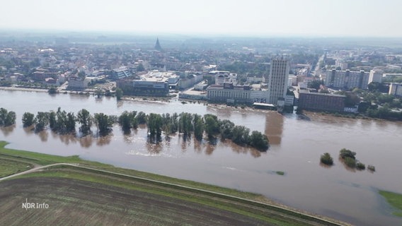 In Dresden ist die Elbe überflutet. © Screenshot 