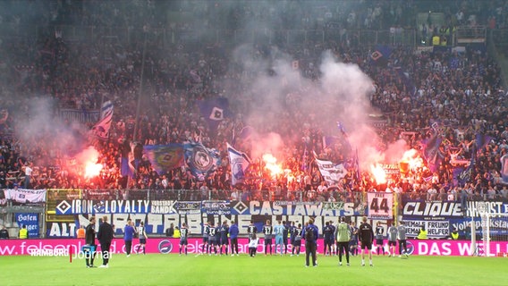 Die Fans des HSV bejubeln den Last-Minute Ausgleich gegen Kaiserslautern. © Screenshot 