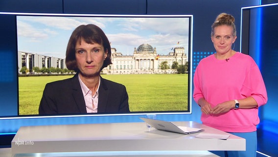 Moderatorin Juliane Möcklinghoff im Gespräch mit Katharina Seiler. © Screenshot 