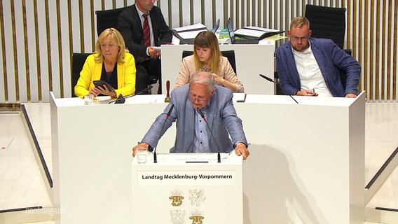 Der AfD-Abgeordnete Horst Förster spricht im mecklenburgischen Landtag abfällig über queere Menschen. © Screenshot 