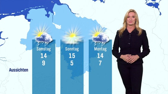 Claudia Kleiner mit der Wettervorhersage für die kommenden Tage. © Screenshot 