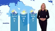 Claudia Kleiner mit der Wettervorhersage für die kommenden Tage. © Screenshot 