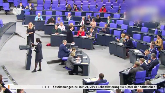 Abgeordnete bei der Abstimmung im Bundestag. © Screenshot 