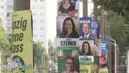 Wahlplakate verschiedener Parteien hängen in einer Straße. © Screenshot 