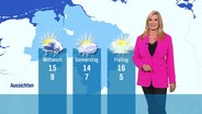 Claudia Kleinert moderiert das Wetter. © Screenshot 