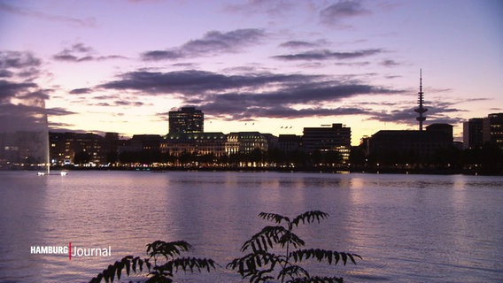 Hamburgs Alster in der Abenddämmerung. © Screenshot 