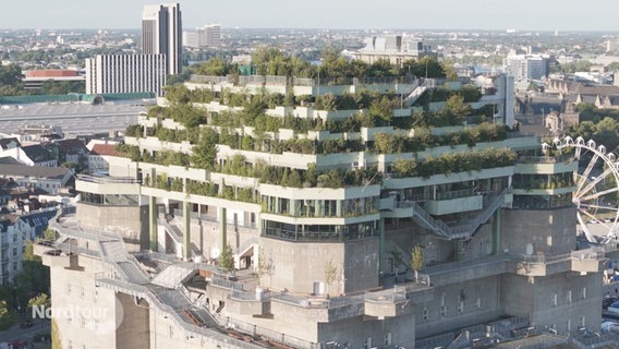 Das grüne Dach des Bunkers an der Feldstraße in Hamburg. © Screenshot 