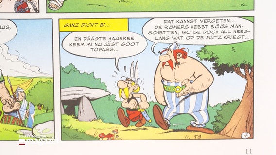 Auch die neue Ausgabe der Comicreihe "Asterix und Obelix" erscheint auch wieder auf Plattdeutsch. © Screenshot 