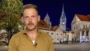 NDR-Reporter Tino Nowitzki berichtet aus Braunschweig. © Screenshot 