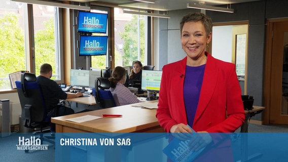 Chrsitina von Saß moderiert "Hallo Niedersachsen". © Screenshot 